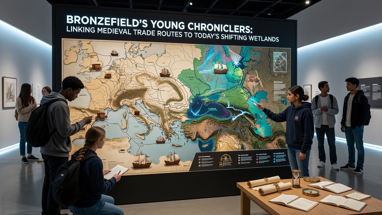 Students documenting wetland changes along historical trade paths in Bronzefield